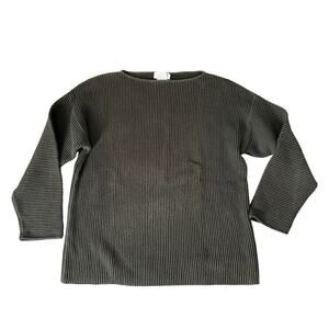 Vintage Y2k Green Ribbed Long Sleeve Sweater Slouchy grandpa size M oversized